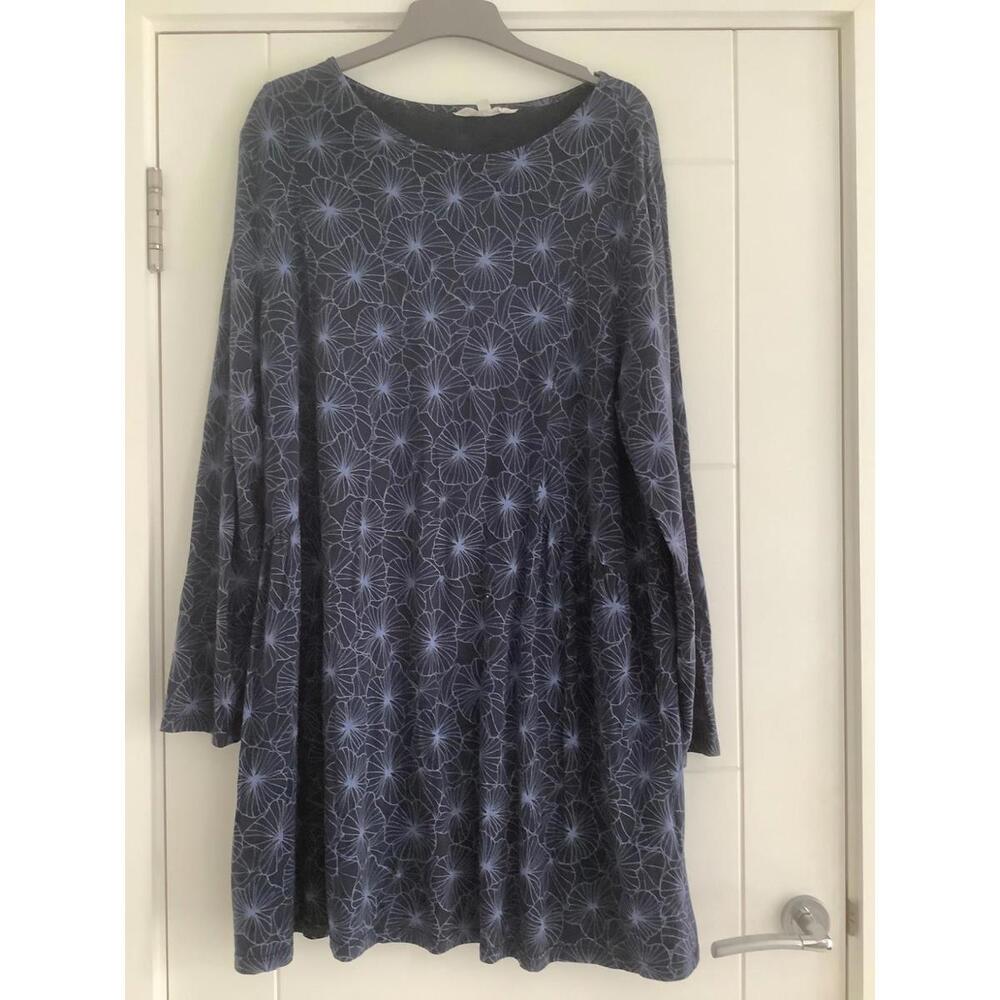 SEASALT BLUE PATTERNED LONG SLEEVE TUNIC/DRESS SIZE 22
